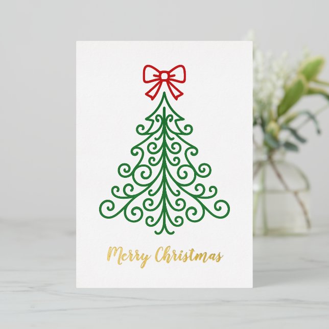 Simple Tree with Bow Modern Christmas (Standing Front)