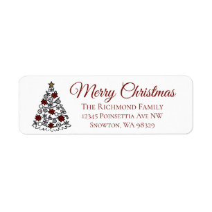 Simple tree with red accent Merry Christmas