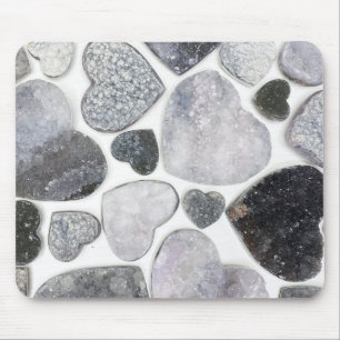 Simple Trendy Black White Crystal Heart Pattern Mouse Pad