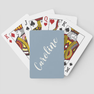 Simple Trendy Chic Blue Calligraphy Personalised Playing Cards