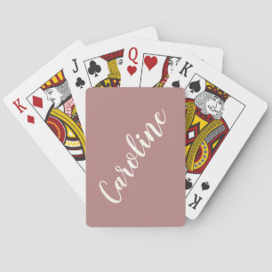 Simple Trendy Chic Rose Calligraphy Personalised  Playing Cards