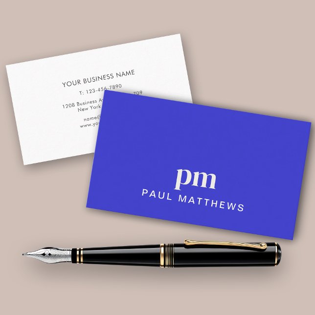 Simple Trendy Cobalt Blue Modern Business Card (Creator Uploaded)