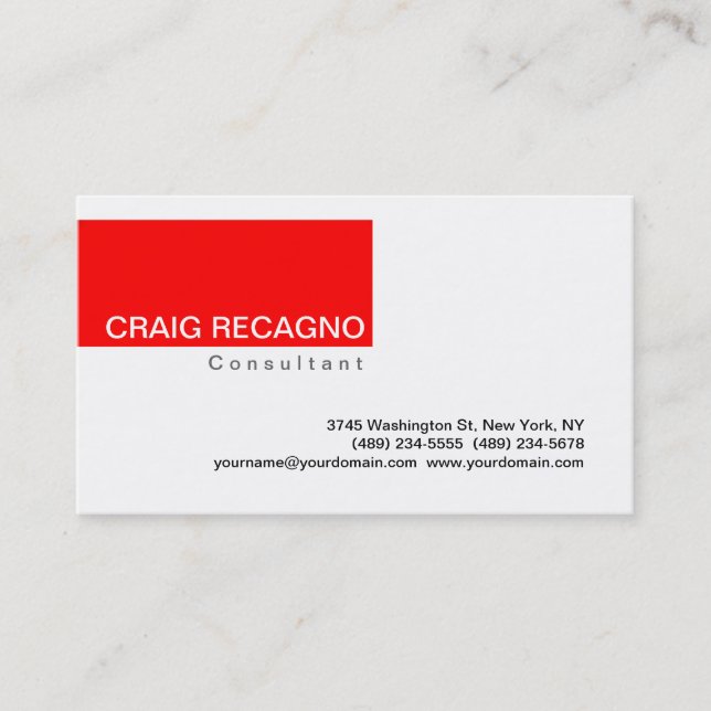 Simple Trendy Cute Black White Red Business Card (Front)