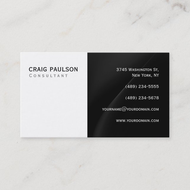 Simple Trendy Cute Plain Black White Business Card (Front)