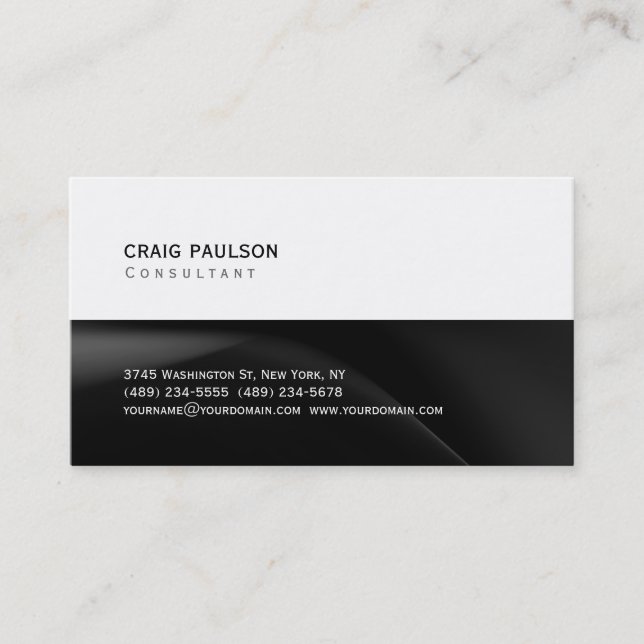 Simple Trendy Cute Plain Black White Business Card (Front)