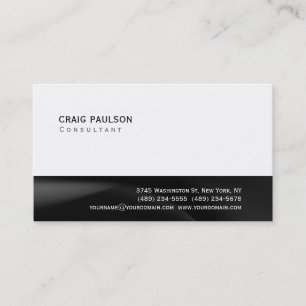 Simple Trendy Cute Plain Black White Business Card