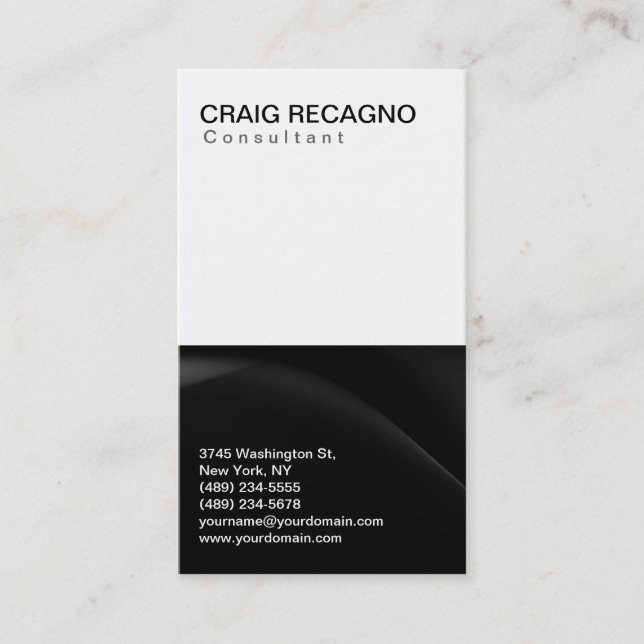 Simple Trendy Cute Plain Black White Business Card (Front)