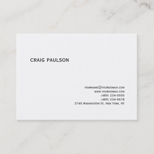 Simple Trendy Cute Plain White Business Card (Front)