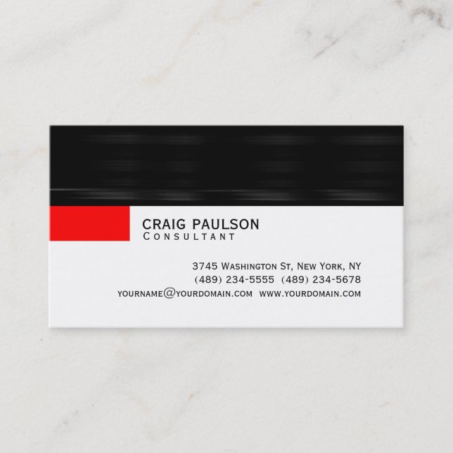 Simple Trendy Cute Red Black White Business Card (Front)