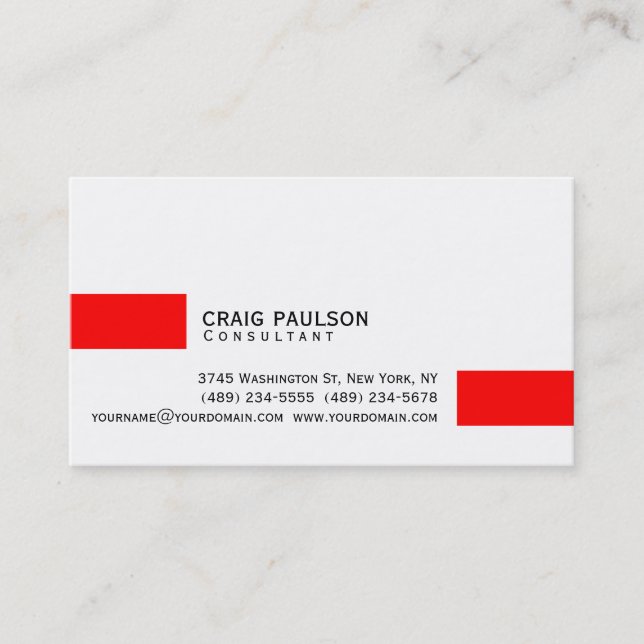 Simple Trendy Cute Red Black White Business Card (Front)