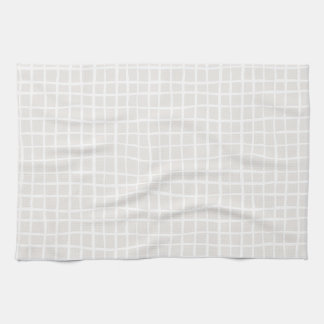 Simple trendy Grid beige white neutral rectangle Tea Towel