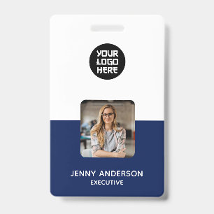 Simple Trendy Minimalist Photo Neo Mint ID Badge