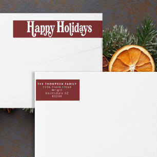 Simple Trendy Retro Black Holiday Return Address Wrap Around Label