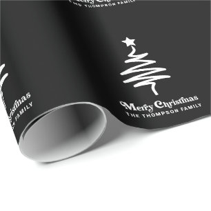 Simple Trendy Retro Black Personalised Christmas Wrapping Paper
