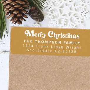 Simple Trendy Retro Green Christmas Return Address