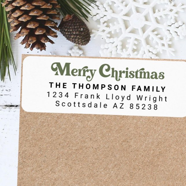 Simple Trendy Retro Green Christmas Return Address (Creator Uploaded)