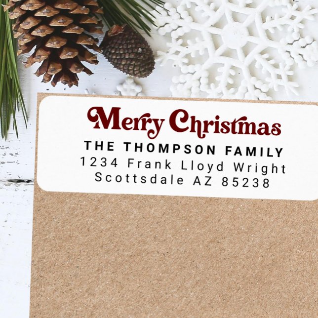 Simple Trendy Retro Red Christmas Return Address (Creator Uploaded)