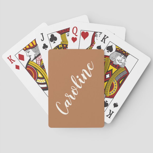 Simple Trendy Terracotta Calligraphy Personalised  Playing Cards (Back)