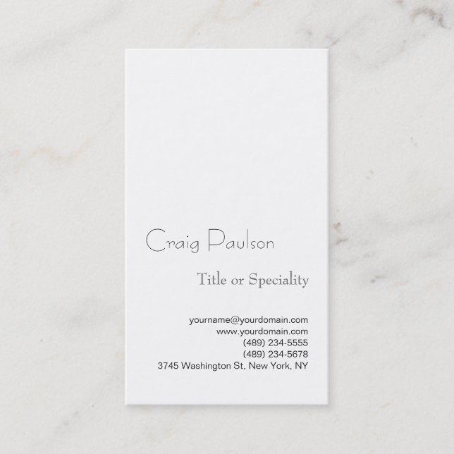Simple Trendy White Consultant Business Card (Front)