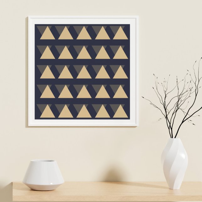 Simple Triangle Pattern in Gold and Charcoal Grey Poster (Creator Uploaded)
