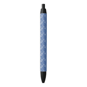 Simple Tribal Art Pattern Blue Black Ink Pen
