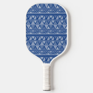 Simple Tribal Art Pattern Blue Pickleball Paddle