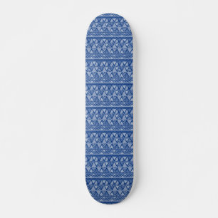 Simple Tribal Art Pattern Blue Skateboard