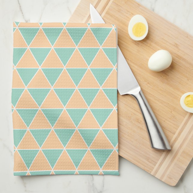 Simple Tringle Pattern Light Teal Kitchen Towel (Quarter Fold)