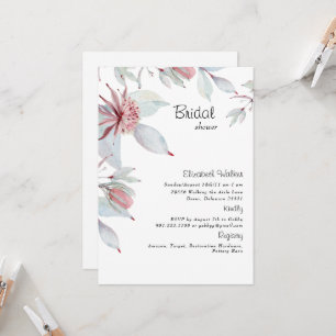 Simple Tropical Floral Bridal Shower Invitation