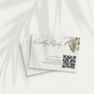 Simple Tropical Floral QR Code RSVP Card
