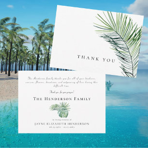 Simple Tropical Foliage Funeral Thank You Card