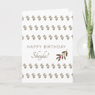 Simple Tropical Leaf Pattern Drawing Birthday Card