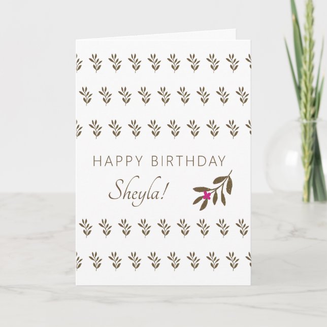 Simple Tropical Leaf Pattern Drawing Birthday Card (Front)
