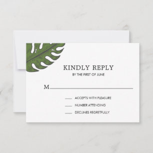 Simple Tropical Modern Wedding RSVP Card