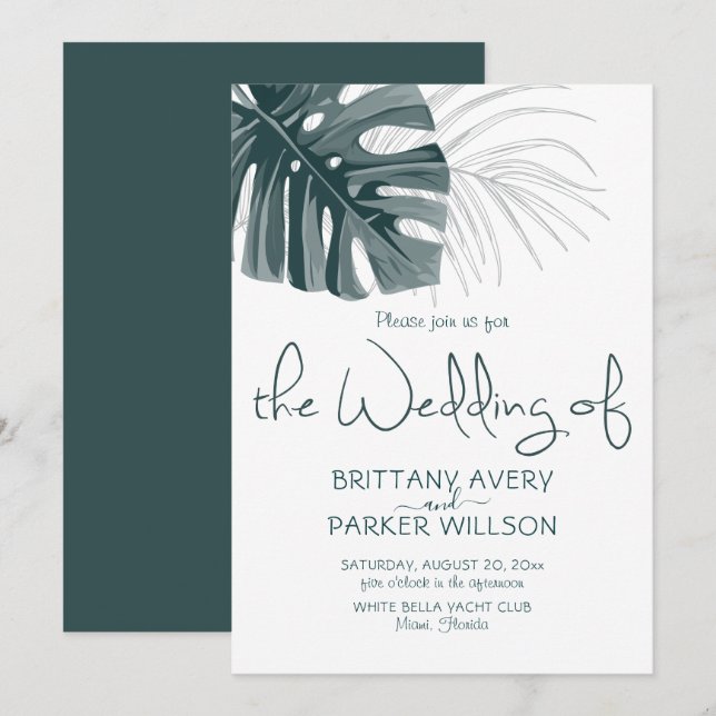 Simple Tropical Wedding Invitation (Front/Back)