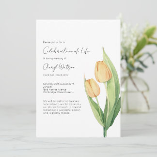 Simple Tulip Celebration of Life Funeral Invitation