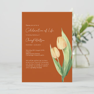 Simple Tulip Celebration of Life Funeral Invitation