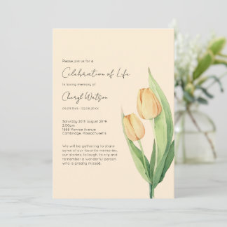 Simple Tulip Celebration of Life Funeral Invitation