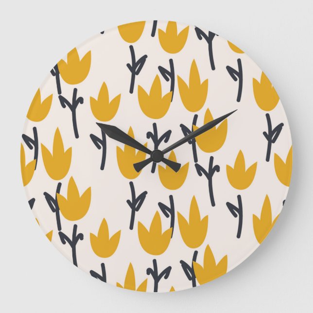Simple Tulip Flower Fabric Print Large Clock (Front)