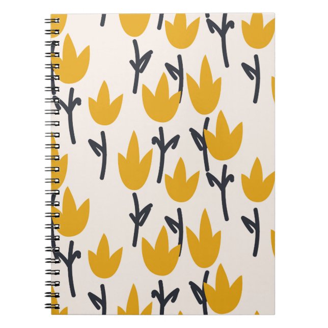 Simple Tulip Flower Fabric Print Notebook (Front)