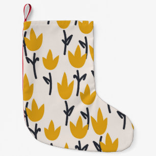 Simple Tulip Flower Fabric Print Small Christmas Stocking