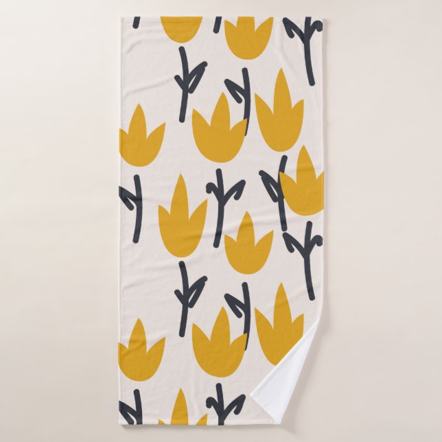 Simple tulip flower seamless pattern bath towel (Bath Towel)