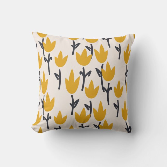 Simple tulip flower seamless pattern cushion (Front)