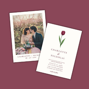 Simple Tulip Ivory Minimal Photo Wedding Invitation