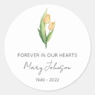 Simple Tulip Memorial Classic Round Sticker