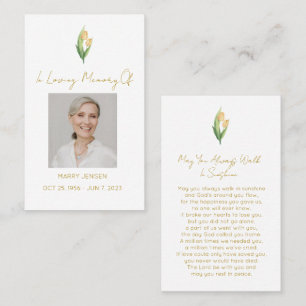 Simple Tulip Photo Funeral Prayer Card