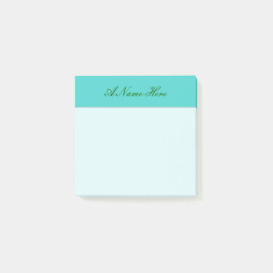 Simple Turquoise Background w/ Dark Green Name Post-it Notes