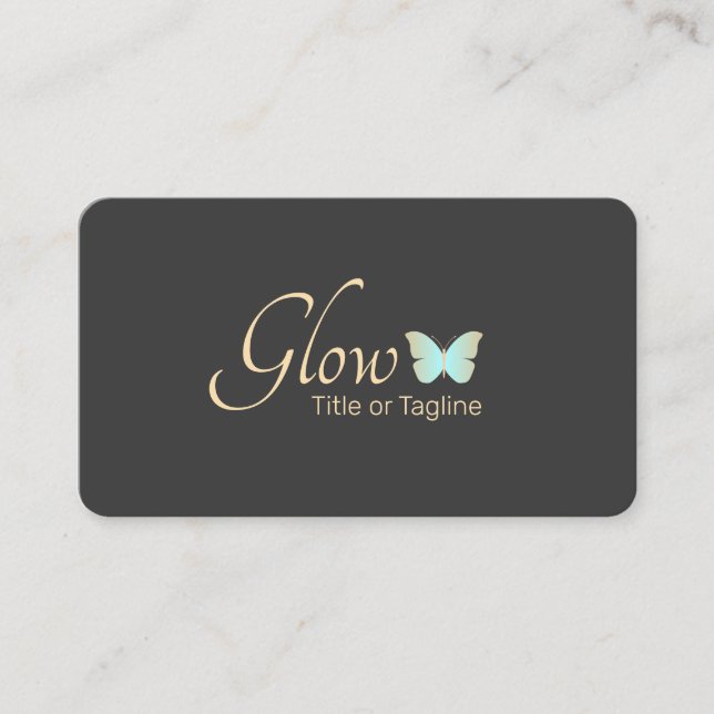 Simple Turquoise Butterfly Business Card (Front)