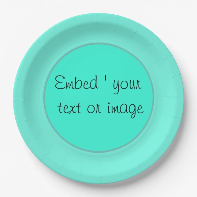 Simple turquoise , green , mint paper plates (Front)