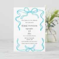 Simple Turquoise Ribbon Frame Bridal Shower